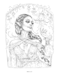 Wondrous Folk - Grayscale Coloring Book - Christine Karron - předstínovaná verze
