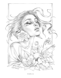 Wondrous Folk - Grayscale Coloring Book - Christine Karron - předstínovaná verze