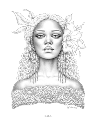 Wondrous Folk - Grayscale Coloring Book - Christine Karron - předstínovaná verze
