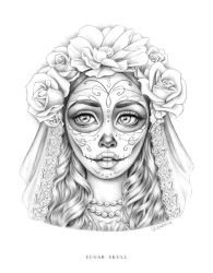 Wondrous Folk - Grayscale Coloring Book - Christine Karron - předstínovaná verze