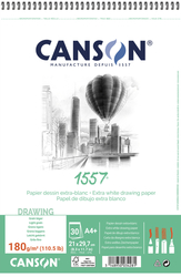 CANSON 1557 - Skicák v kroužkové vazbě (180 m2/g, 30 listů) - A4