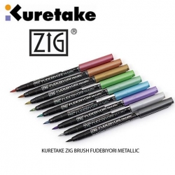 Zig Fudebiyori Metallic Brush Pens - metalické markery - sada 8 ks