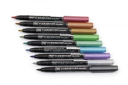 Zig Fudebiyori Metallic Brush Pens - metalické markery - sada 8 ks