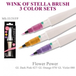 ZIG - Wink Of Stella Brush - štětečkový třpytivý popisovač - sada 3ks - FLOWER POWER