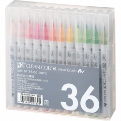 ZIG Kuretake Clean Color Real Brush Pen - sada 36 ks