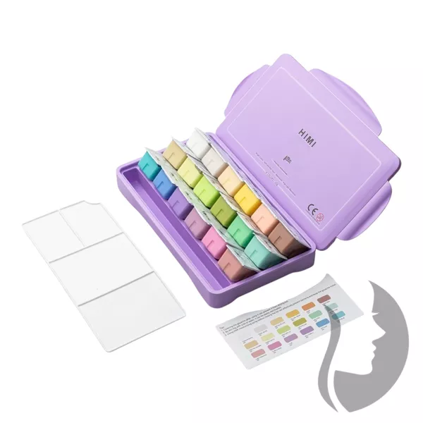 HIMI Jelly Cup Gouache Set Pastel edition - kvašové barvy - sada 18 x 30 ml - PASTELOVÉ
