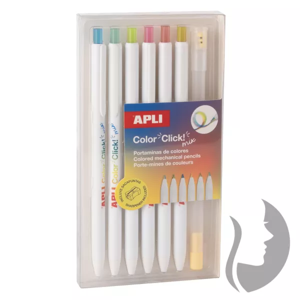 APLI Color Click - duhové stiskací pastelky - 6 ks - vícebarevné
