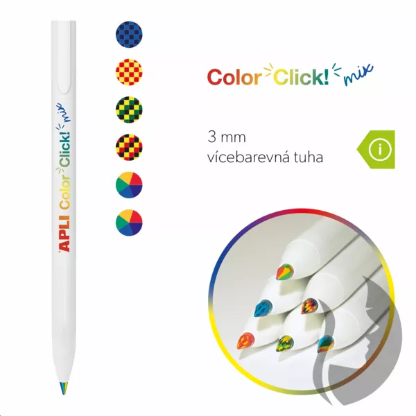 APLI Color Click - duhové stiskací pastelky - 6 ks - vícebarevné