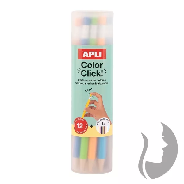 APLI Color Click - stiskací pastelky s náhradní náplní - 12 barev