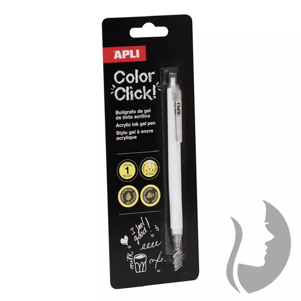 APLI Color Click Acrylic Gel pen - gelové pero - BÍLÁ