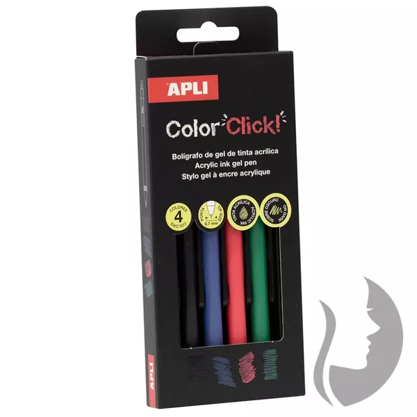 APLI Color Click Acrylic Gel pen - sada gelových per - BASIC - 4 ks