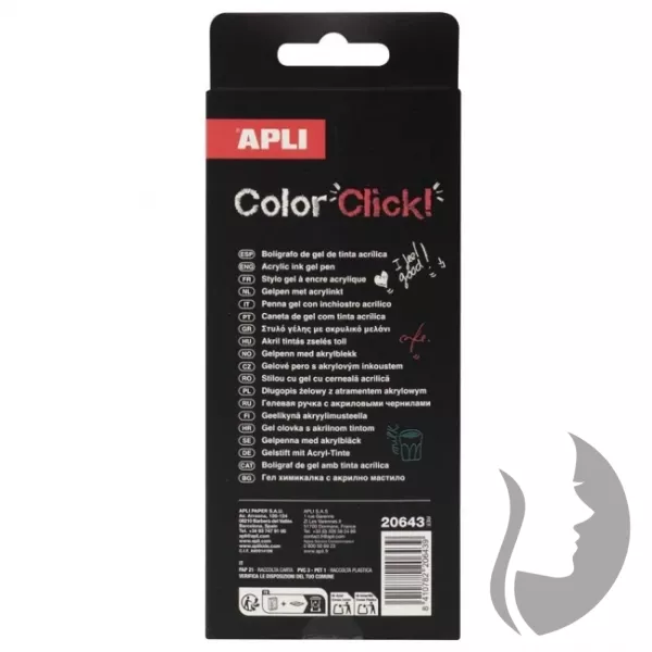 APLI Color Click Acrylic Gel pen - sada gelových per - BASIC - 4 ks