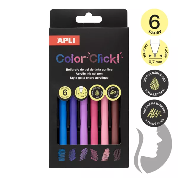 APLI Color Click Acrylic Gel pen - sada gelových per - EARLY SPRING - 6 ks