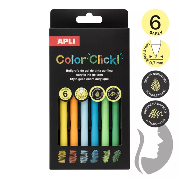 APLI Color Click Acrylic Gel pen - sada gelových per - GOLDEN AUTUMN - 6 ks