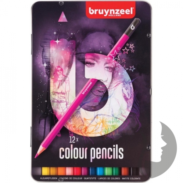 Bruynzeel HOLLAND - barevné pastelky - sada 12 kusů - RŮŽOVÁ VERZE