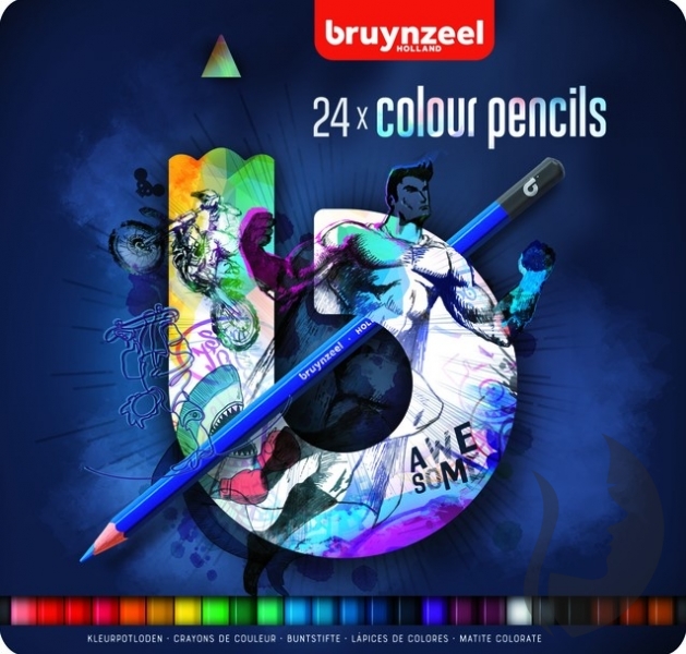 Bruynzeel HOLLAND - barevné pastelky - sada 24 kusů - MODRÁ VERZE
