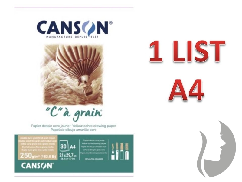 CANSON "C" à grain TONED - tónovaný papír (250 g/m2, 30 archů) - OKROVÝ - A4 - 1 LIST