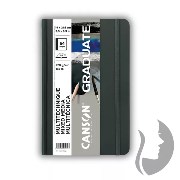 CANSON Graduate Book - MIXED MEDIA GRAY - (14 x 21,6 cm, 64 stran, 220g/m2) - ŠEDÁ
