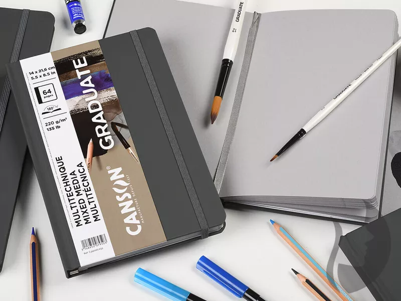CANSON Graduate Book - MIXED MEDIA GRAY - (14 x 21,6 cm, 64 stran, 220g/m2) - ŠEDÁ