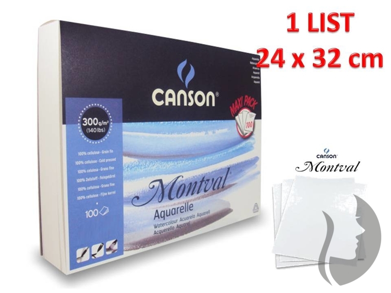 CANSON Montval Aquarelle 300 g/m2 - 24 x 32 cm - 1 list