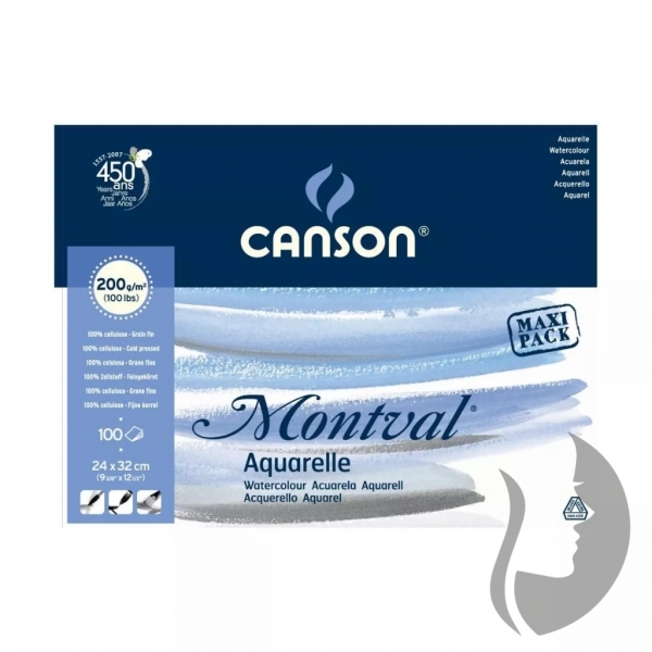 CANSON Montval Aquarelle 200 g/m2 - 100 archů - 24 x 32 cm