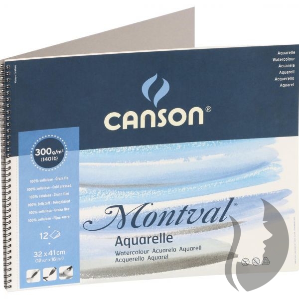 CANSON Montval Aquarelle 300 g/m2 - 12 archů - kroužková vazba - různé rozměry