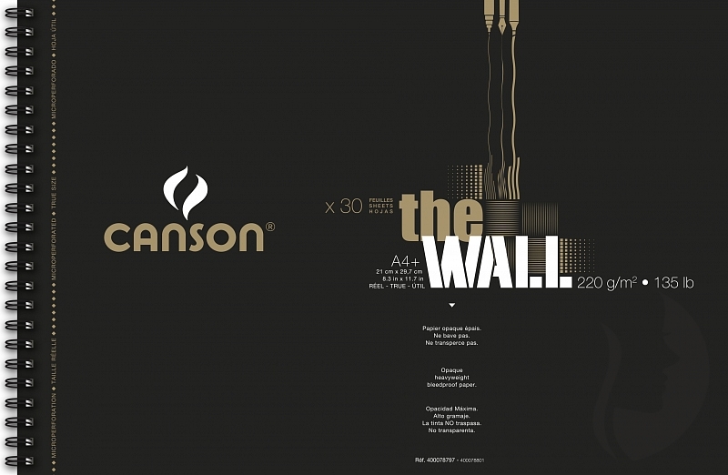 CANSON The Wall skicák - kroužková vazba (220 g, 30 listů) - A4+