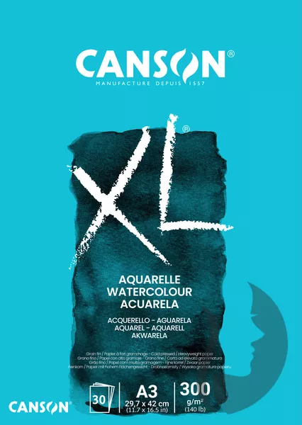 CANSON XL Aquarelle skicák - lepená vazba (300g/m2) - různé rozměry