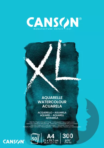 CANSON XL Aquarelle skicák - lepená vazba (300g/m2) - různé rozměry