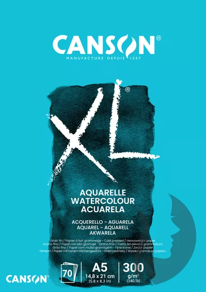 CANSON XL Aquarelle skicák - lepená vazba (300g/m2) - různé rozměry