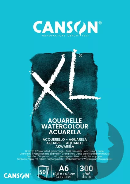 CANSON XL Aquarelle skicák - lepená vazba (300g/m2) - různé rozměry