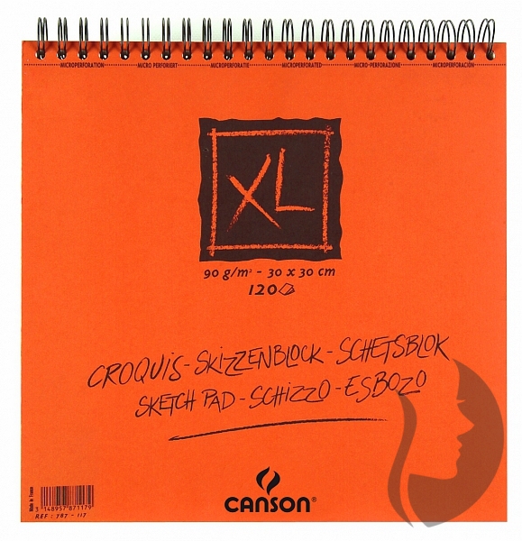 CANSON XL CROQUIS Sketch - kroužková vazba nahoře (90 g/m2, 120 listů) - 30 x 30 cm skicák 