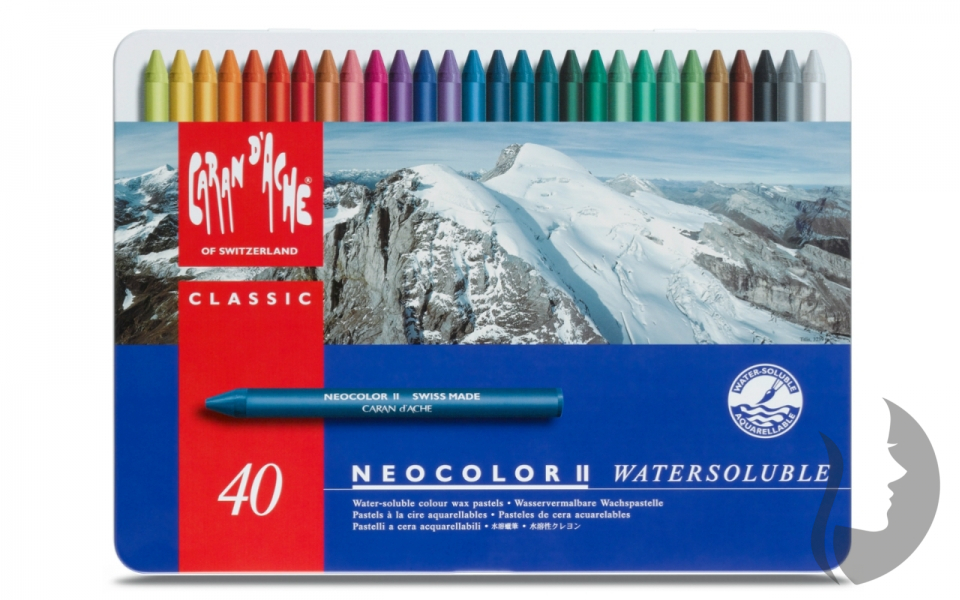 Caran d´Ache NEOCOLOR II - akvarelové voskové pastely - sada 40 ks