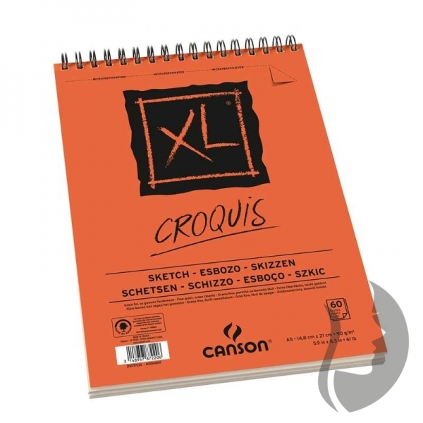 CANSON XL CROQUIS Sketch - kroužková vazba nahoře (90 g/m2, 60 listů) - A5 skicák