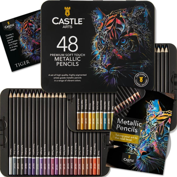 Castle Art Supplies - umělecké pastelky -  Metallic - sada 48 ks