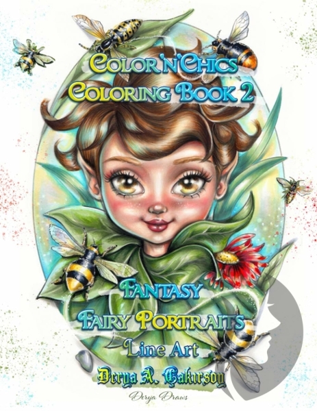 Color'n'Chics 2 - Fantasy Fairy Portraits - Line Art Coloring Book - Derya A. Çakırsoy - verze bez stínů