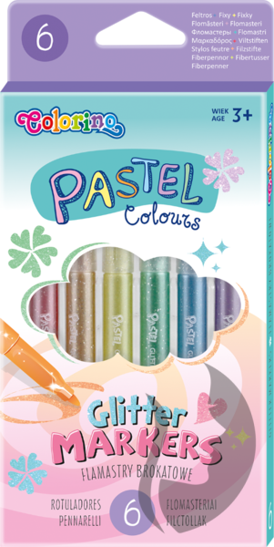 Colorino PASTEL - GLITTER popisovače v pastelových barvách - 6 ks
