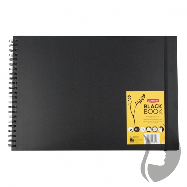 Derwent Black Book - kroužková vazba 200 g/m2 - 40 listů - LANDSCAPE A3 - černá