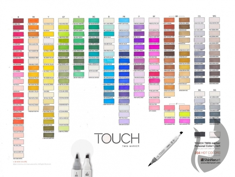 TOUCH Twin Brush Marker - oboustranný fix - ShinHan Art - sada 12 ks - WOOD - hnědé odstíny