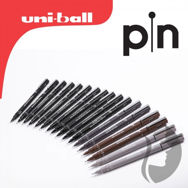 UNI Uni-ball PIN Fineliner Drawing pens (SEPIA & BLACK) - tenké linery - sada 3 ks