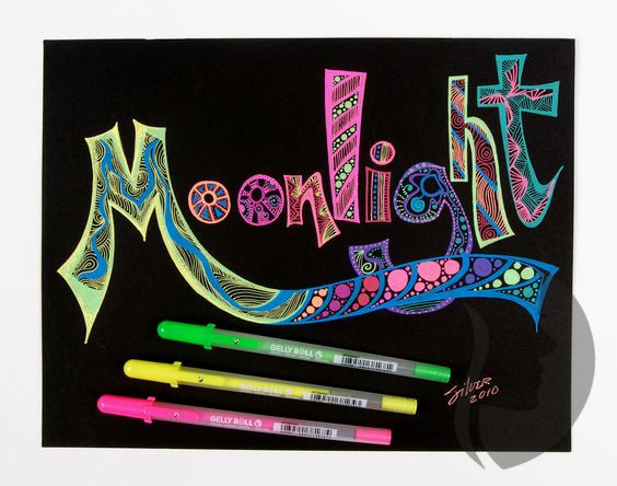SAKURA Gelly roll MOONLIGHT Fluorescent HAPPY - gelové pero - sada 3 ks