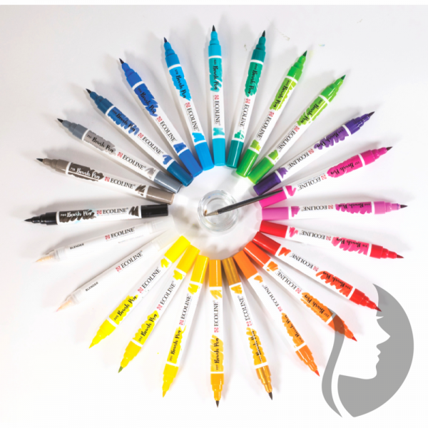 Royal Talens ECOLINE brush pen - štětcové fixy - rozmývatelné - SADA 5 ks GREEN BLUE - zelenomodré odstíny