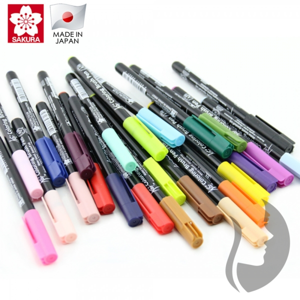 Sakura KOI - štětcové fixy - rozmývatelné - sada Gray set - 6 ks