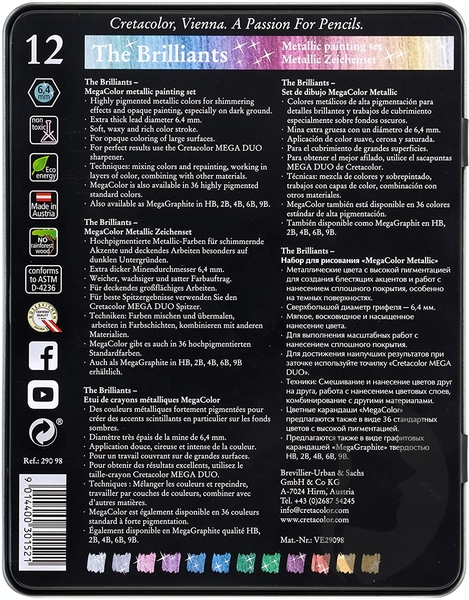 Cretacolor - The Brilliants - Megacolor metallic - 12 ks