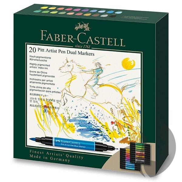 Faber-Castell Pitt Artist Pen Dual marker - oboustranné popisovače - sada 20 ks