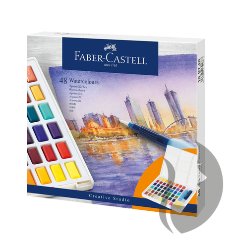 Faber-Castell WATERCOLOR - akvarelové barvy s paletkou - sada 48 ks