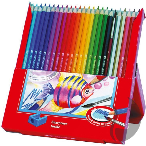 Faber-Castell akvarelové pastelky - sada 48 ks - ořezávátko a štětec