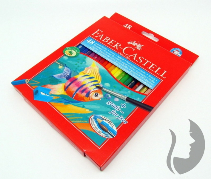 Faber-Castell akvarelové pastelky - sada 48 ks - ořezávátko a štětec