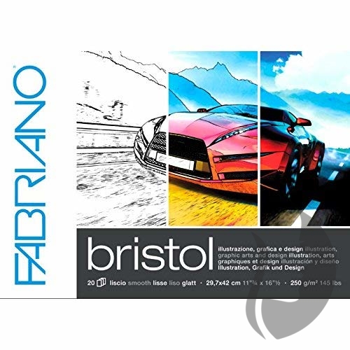 FABRIANO Bristol smooth skicák - lepený (250g/m2, 20 archů) - A3