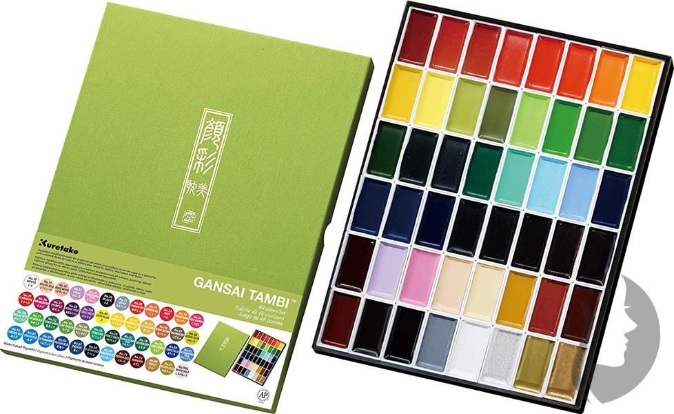 Kuretake GANSAI TAMBI  - akvarelové barvy - sada 48 ks